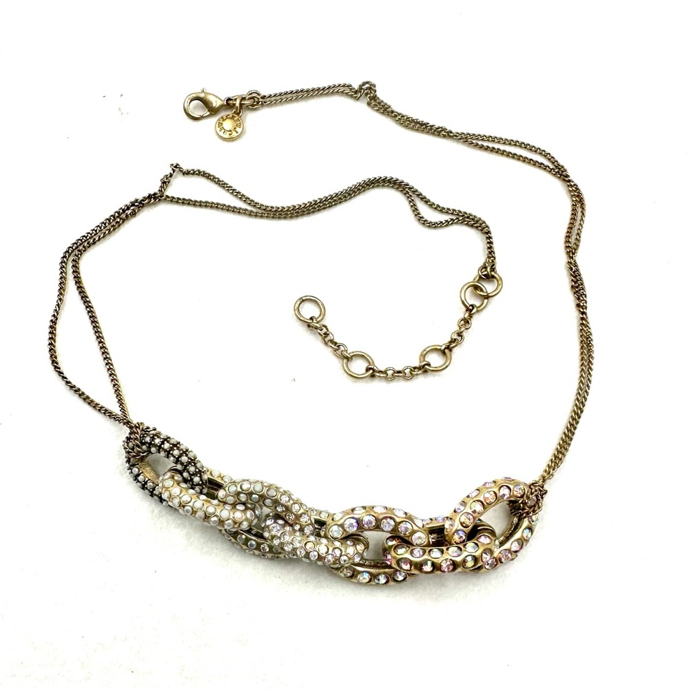 J. CREW PAVE CRYSTAL Aurora Borealis DOUBLE STRAND NECKLACE - Picture 2 of 8